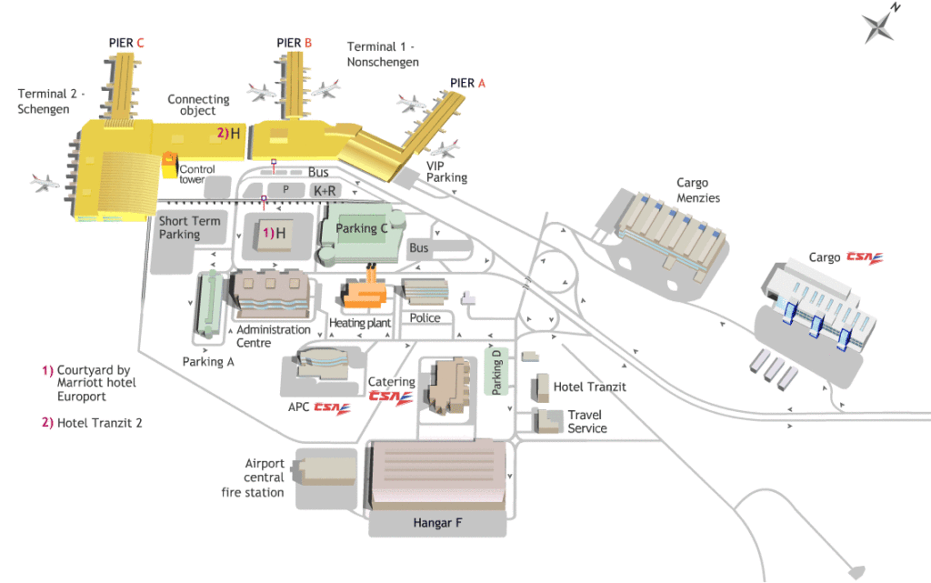 Схема аэропорта Прага (PRG)